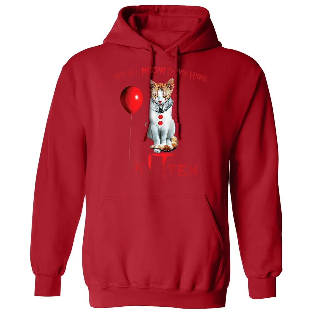 We All MEOW Down Here Clown Cat Kitten Premium Classic Unisex Hoodie - 5