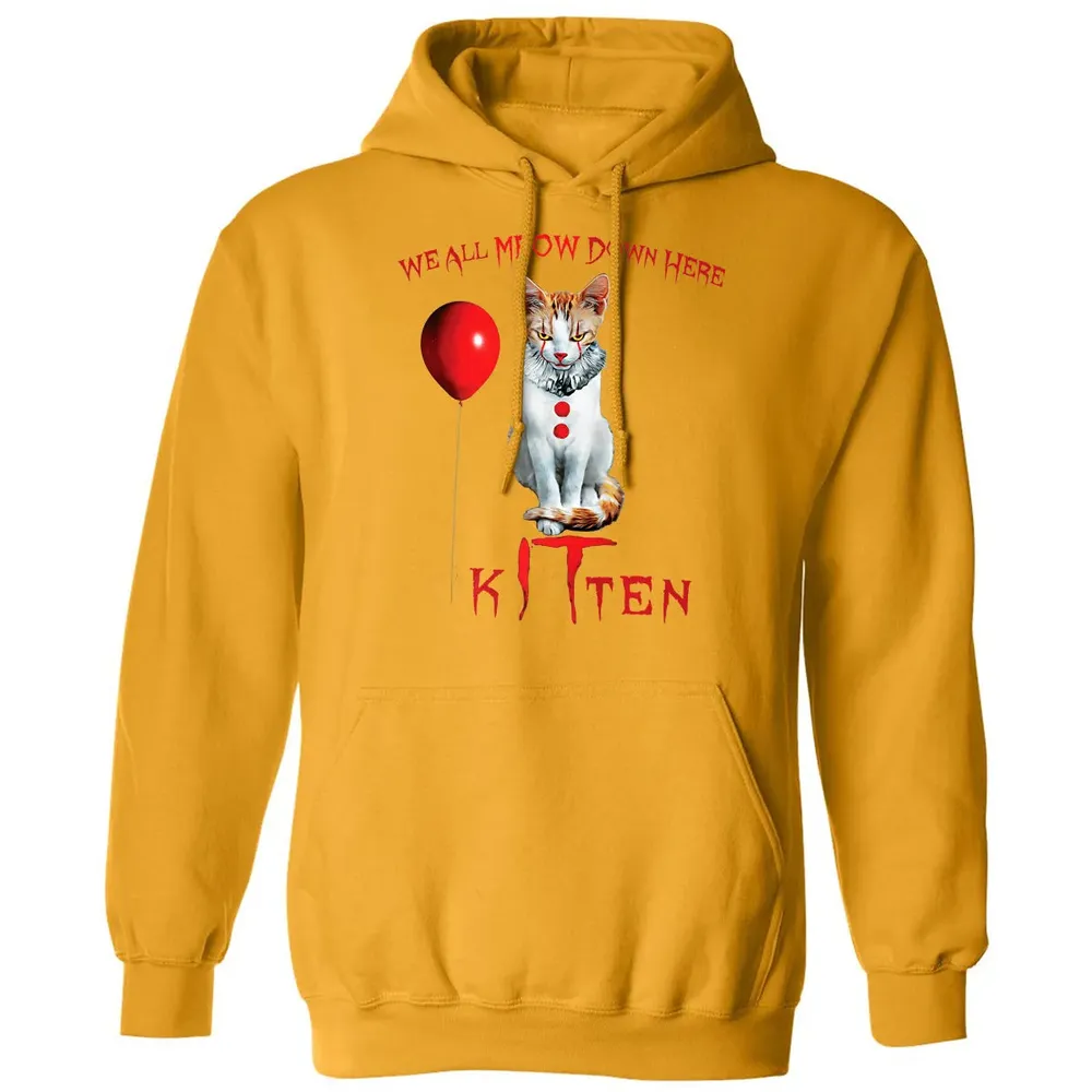 We All MEOW Down Here Clown Cat Kitten Premium Classic Unisex Hoodie - 12