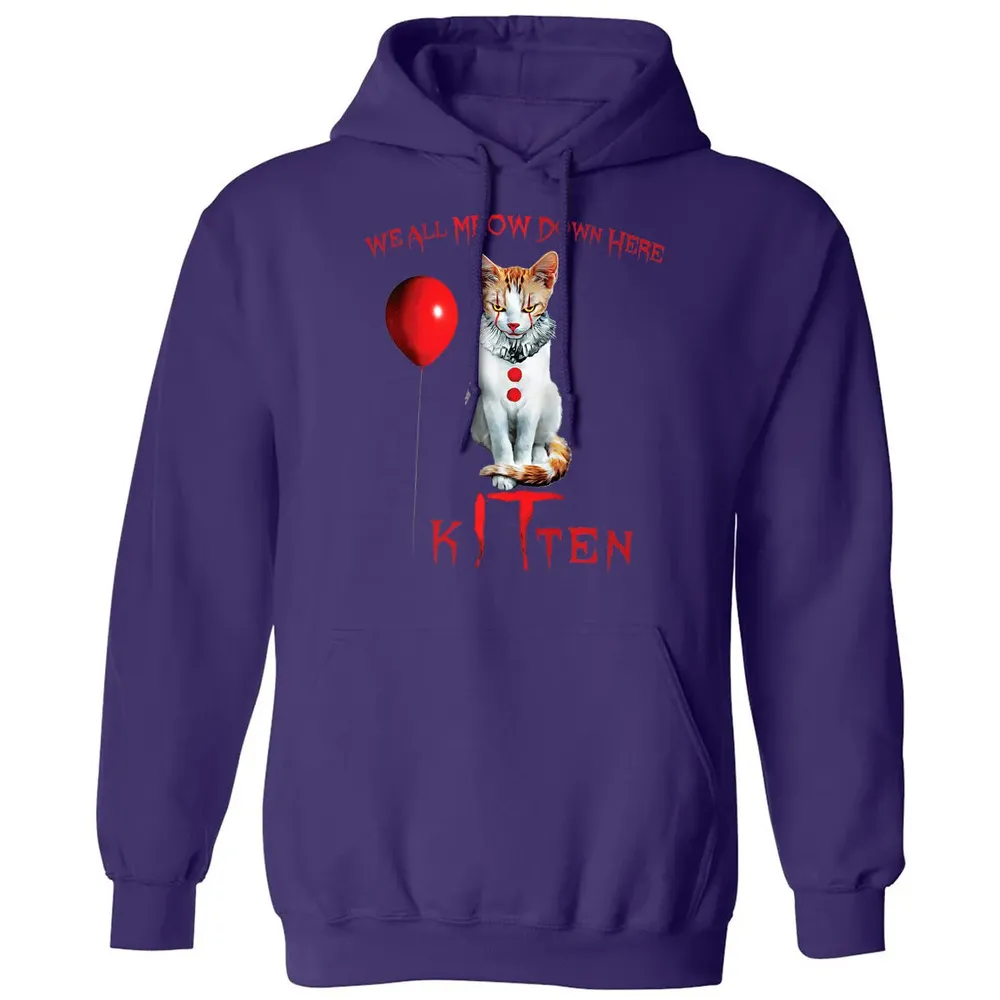 We All MEOW Down Here Clown Cat Kitten Premium Classic Unisex Hoodie - 6
