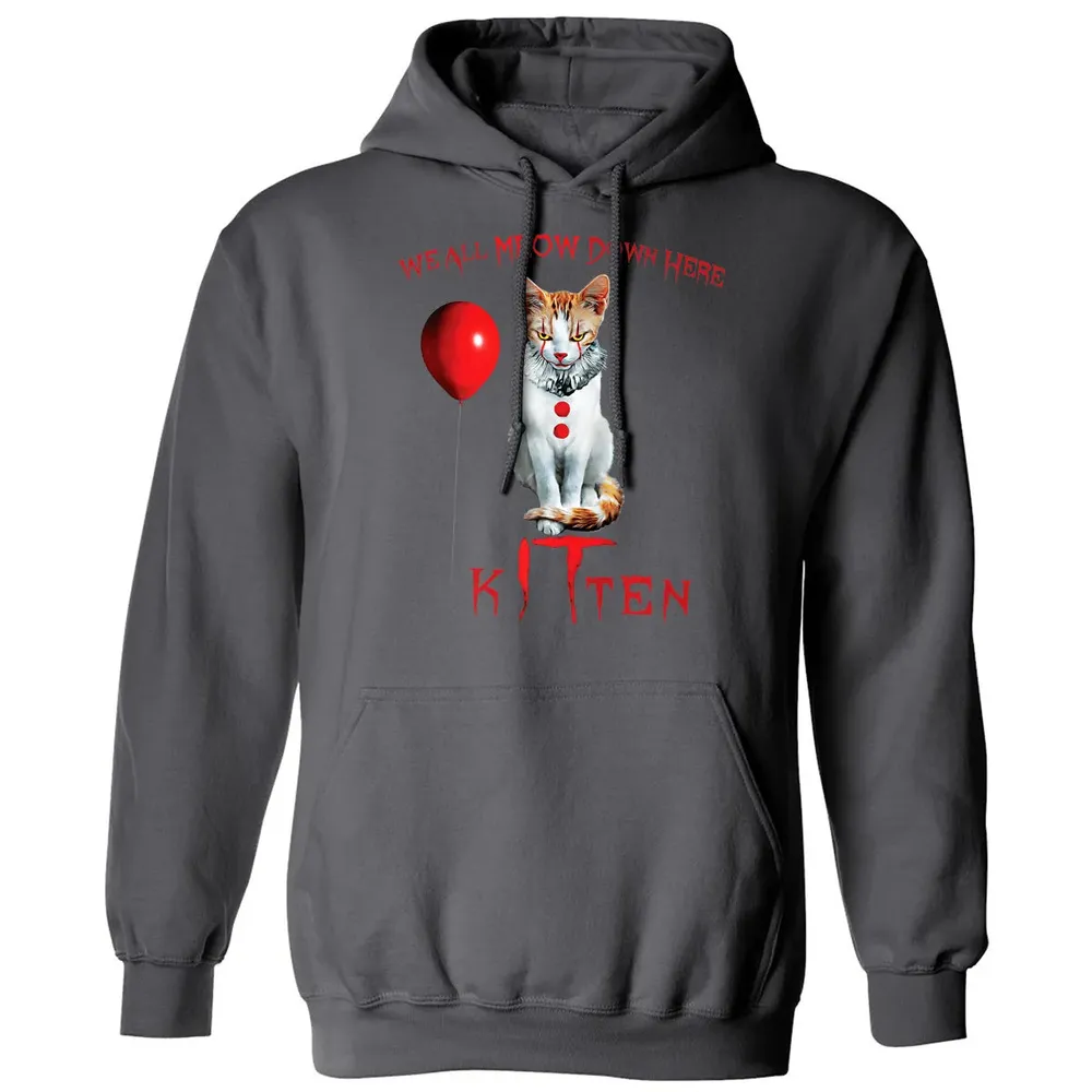We All MEOW Down Here Clown Cat Kitten Premium Classic Unisex Hoodie - 7