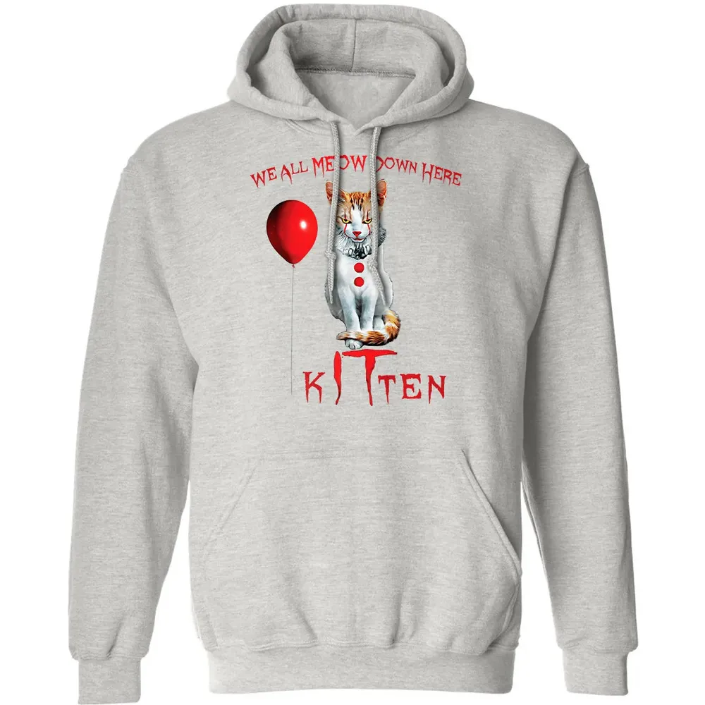 We All MEOW Down Here Clown Cat Kitten Premium Classic Unisex Hoodie - 8