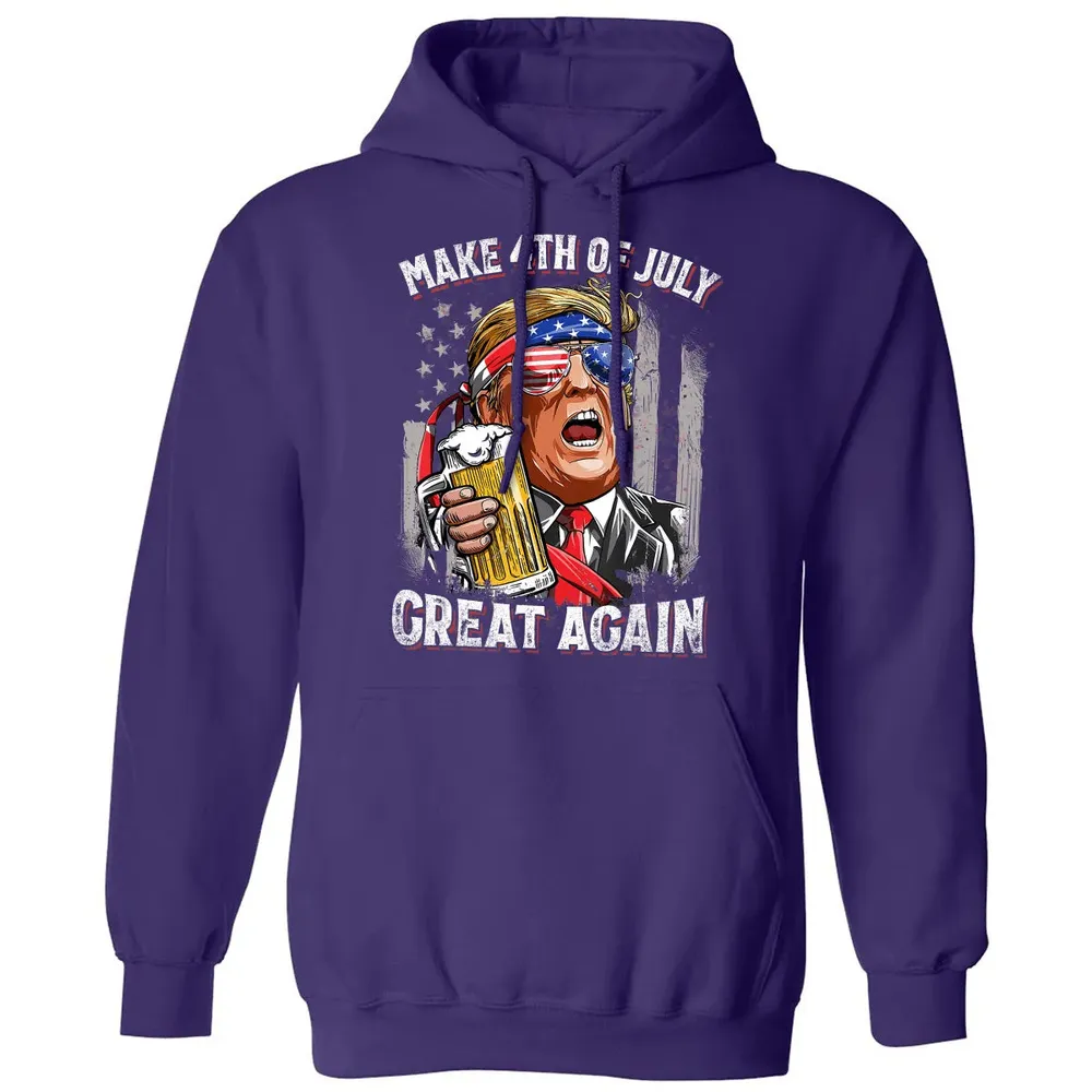 Make 4th of July Great Again  Trump Men Women Beer Classic Unisex Hoodie - 6