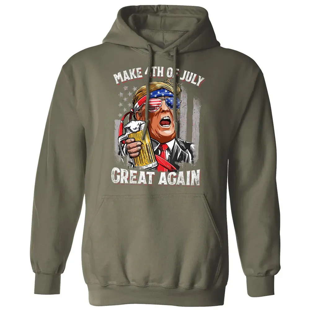 Make 4th of July Great Again  Trump Men Women Beer Classic Unisex Hoodie - 4