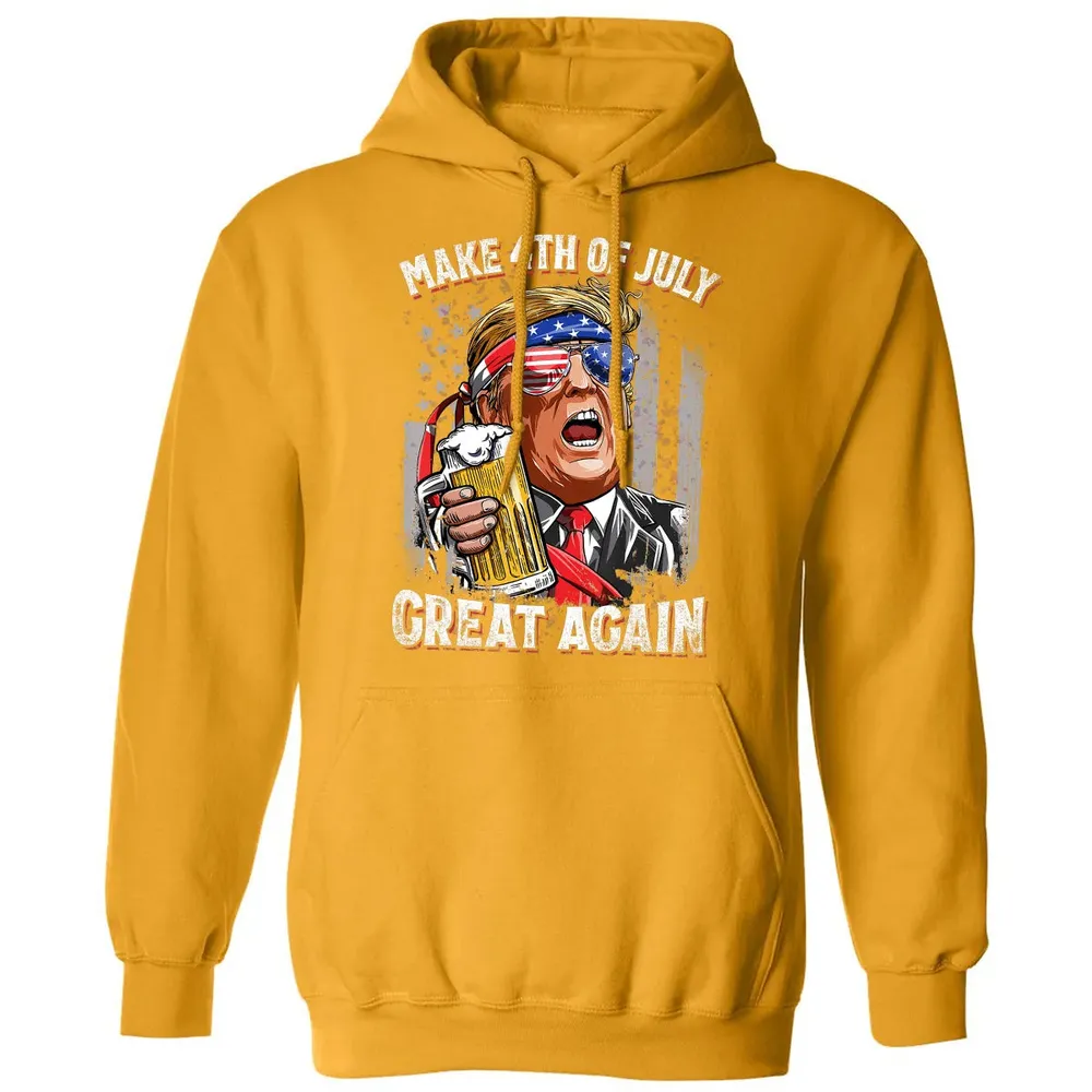 Make 4th of July Great Again  Trump Men Women Beer Classic Unisex Hoodie - 12