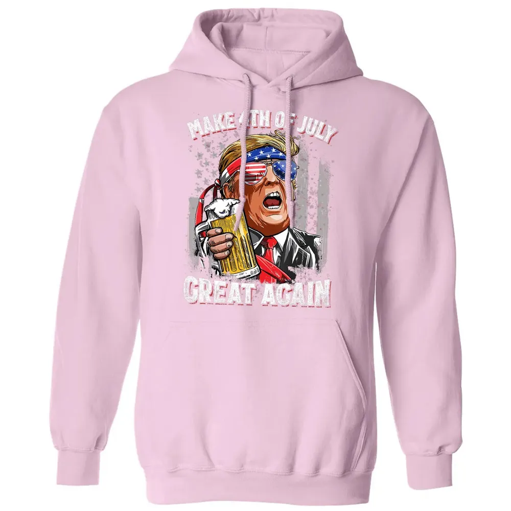 Make 4th of July Great Again  Trump Men Women Beer Classic Unisex Hoodie - 3