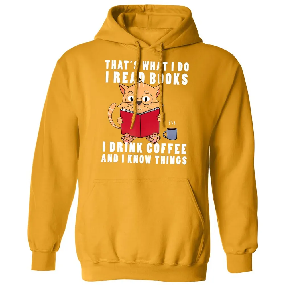 That's What I Do I Read Books I Drink Coffee Book Cat Lover Classic Unisex Hoodie - 12