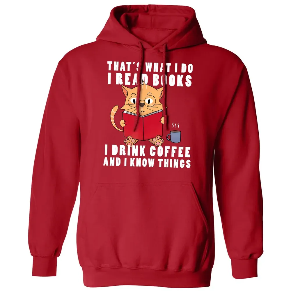 That's What I Do I Read Books I Drink Coffee Book Cat Lover Classic Unisex Hoodie - 5