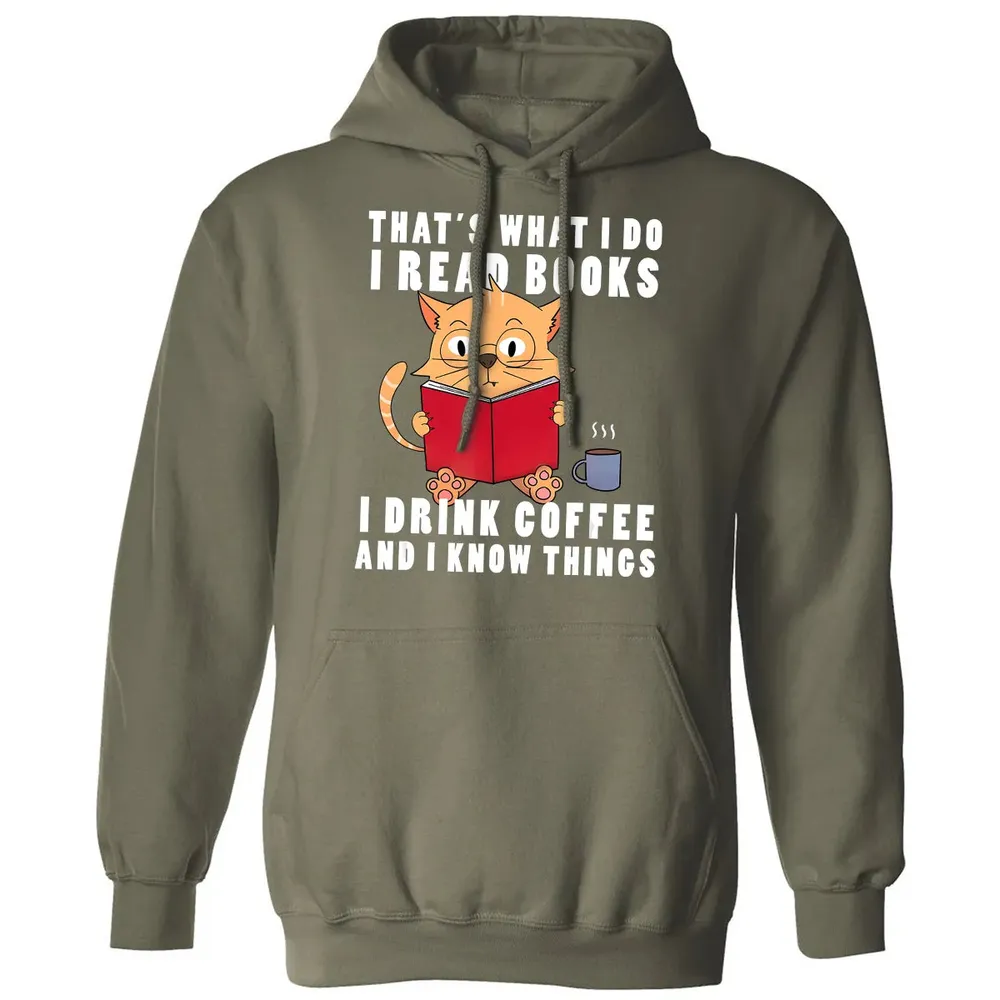 That's What I Do I Read Books I Drink Coffee Book Cat Lover Classic Unisex Hoodie - 4