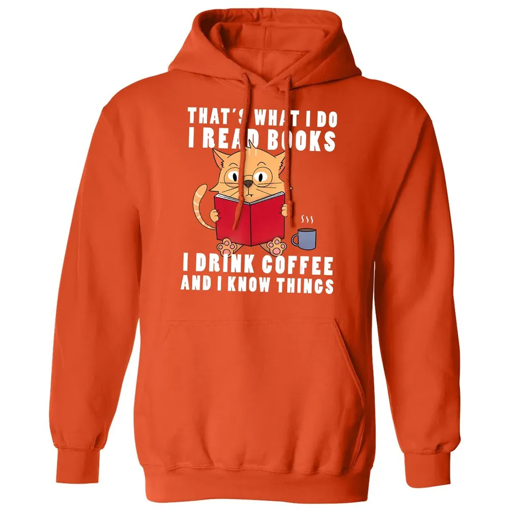 That's What I Do I Read Books I Drink Coffee Book Cat Lover Classic Unisex Hoodie - 10