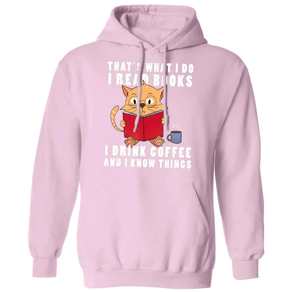 That's What I Do I Read Books I Drink Coffee Book Cat Lover Classic Unisex Hoodie - 3