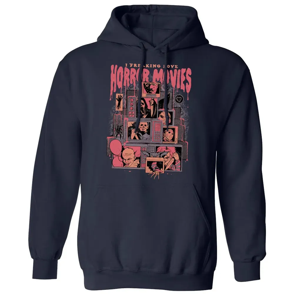 I Freaking Love Horror Movies Classic Unisex Hoodie - 2