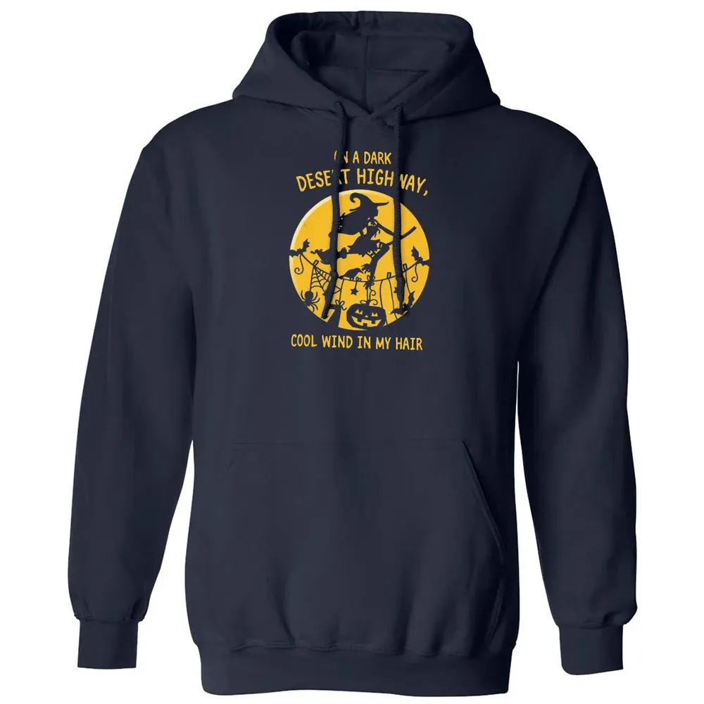 On A Dark Desert Highway Witch Cool Wind Halloween Classic Unisex Hoodie - 2