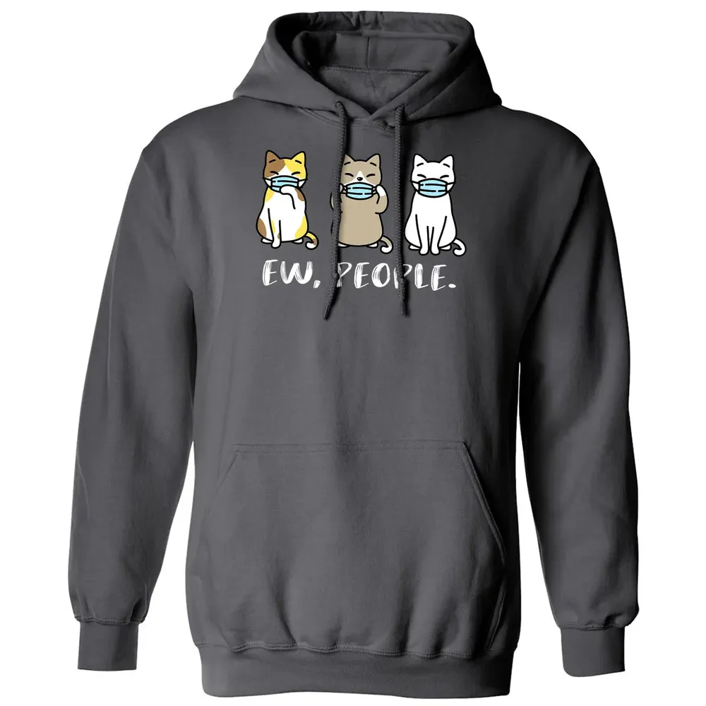 Ew People  Cat Face Mask Cat Mom Quarantine Pet Kitten Classic Unisex Hoodie - 7
