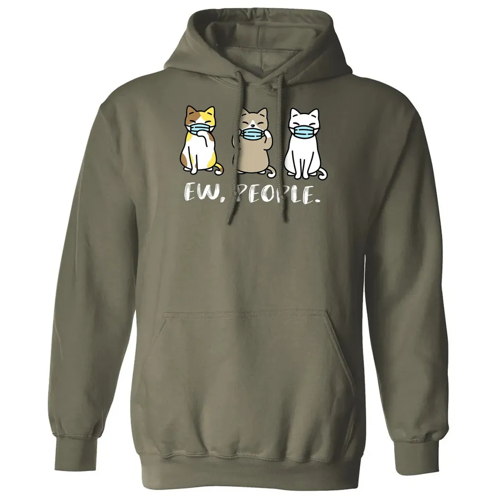 Ew People  Cat Face Mask Cat Mom Quarantine Pet Kitten Classic Unisex Hoodie - 4