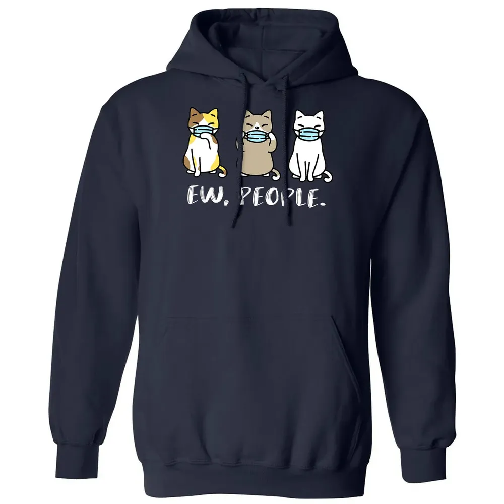 Ew People  Cat Face Mask Cat Mom Quarantine Pet Kitten Classic Unisex Hoodie - 2