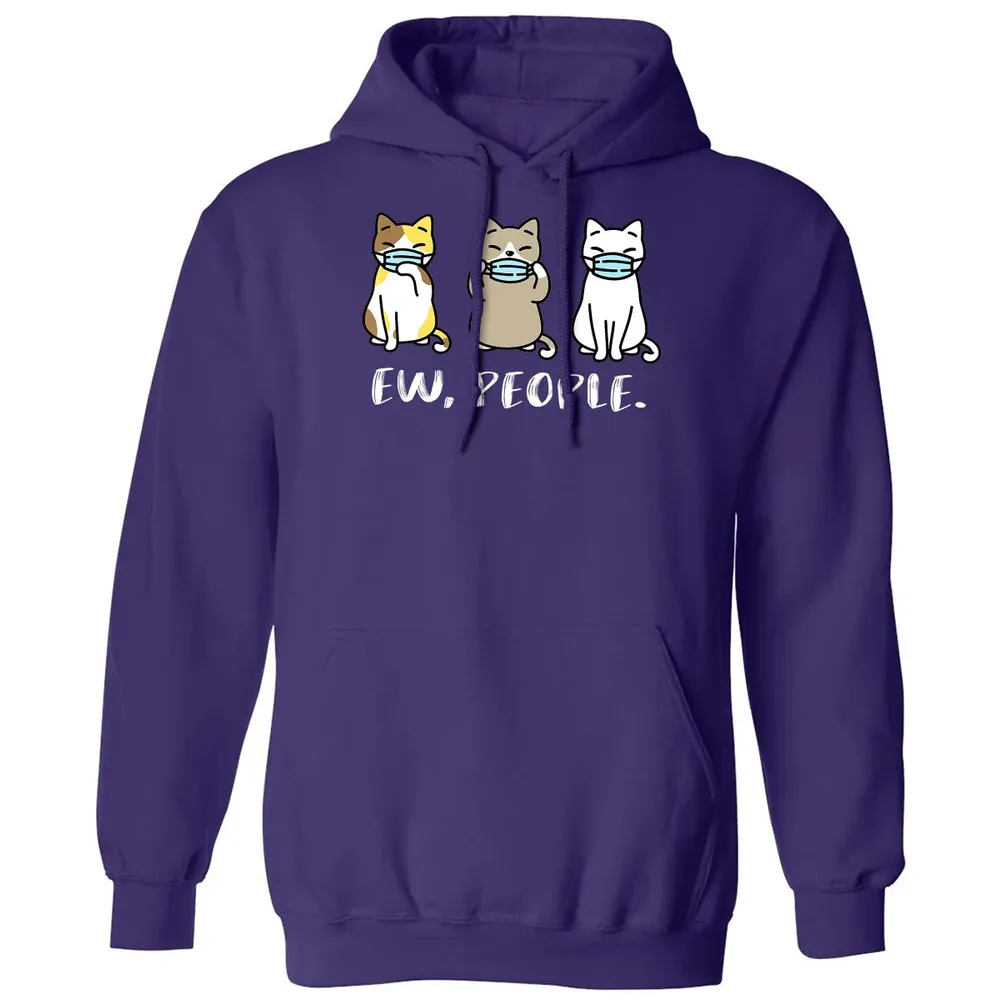 Ew People  Cat Face Mask Cat Mom Quarantine Pet Kitten Classic Unisex Hoodie - 6