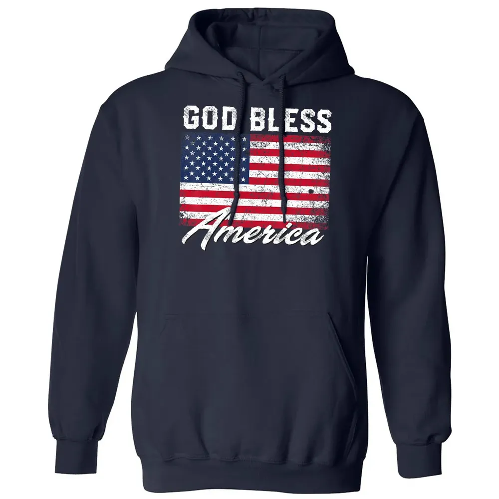 God Bless America USA Flag 4th of July Patriotic Classic Unisex Hoodie - 2