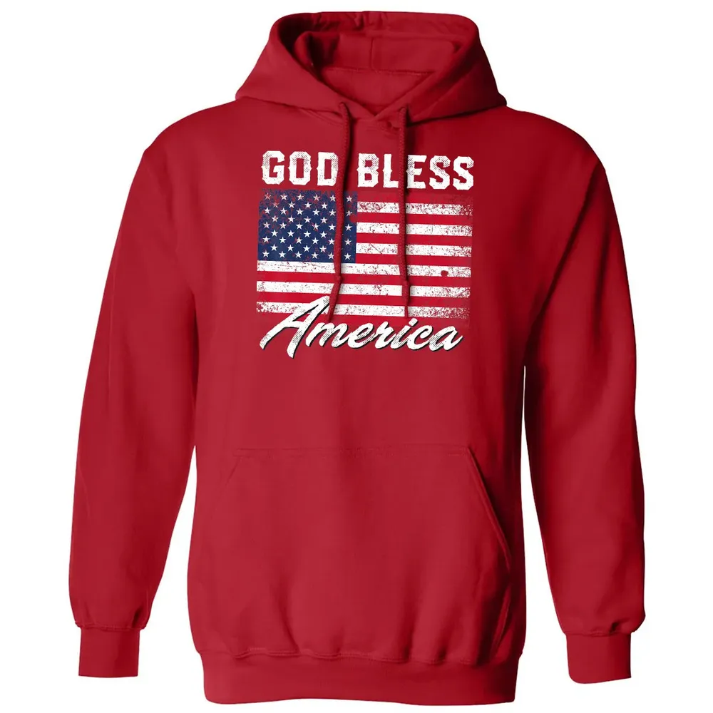 God Bless America USA Flag 4th of July Patriotic Classic Unisex Hoodie - 5