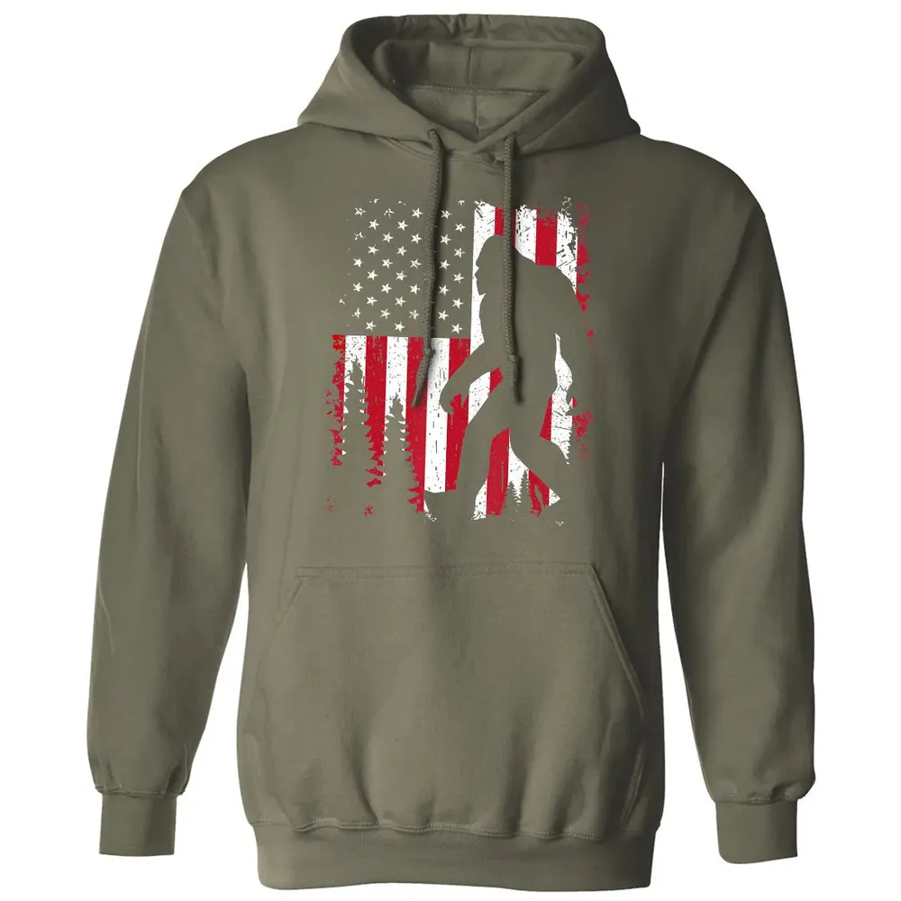 Bigfoot 4th of July American USA Flag Patriotic Kids Classic Unisex Hoodie - 4