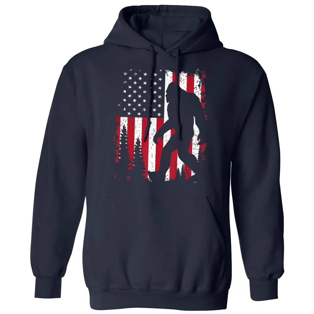 Bigfoot 4th of July American USA Flag Patriotic Kids Classic Unisex Hoodie - 2