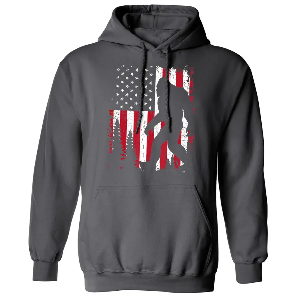 Bigfoot 4th of July American USA Flag Patriotic Kids Classic Unisex Hoodie - 7