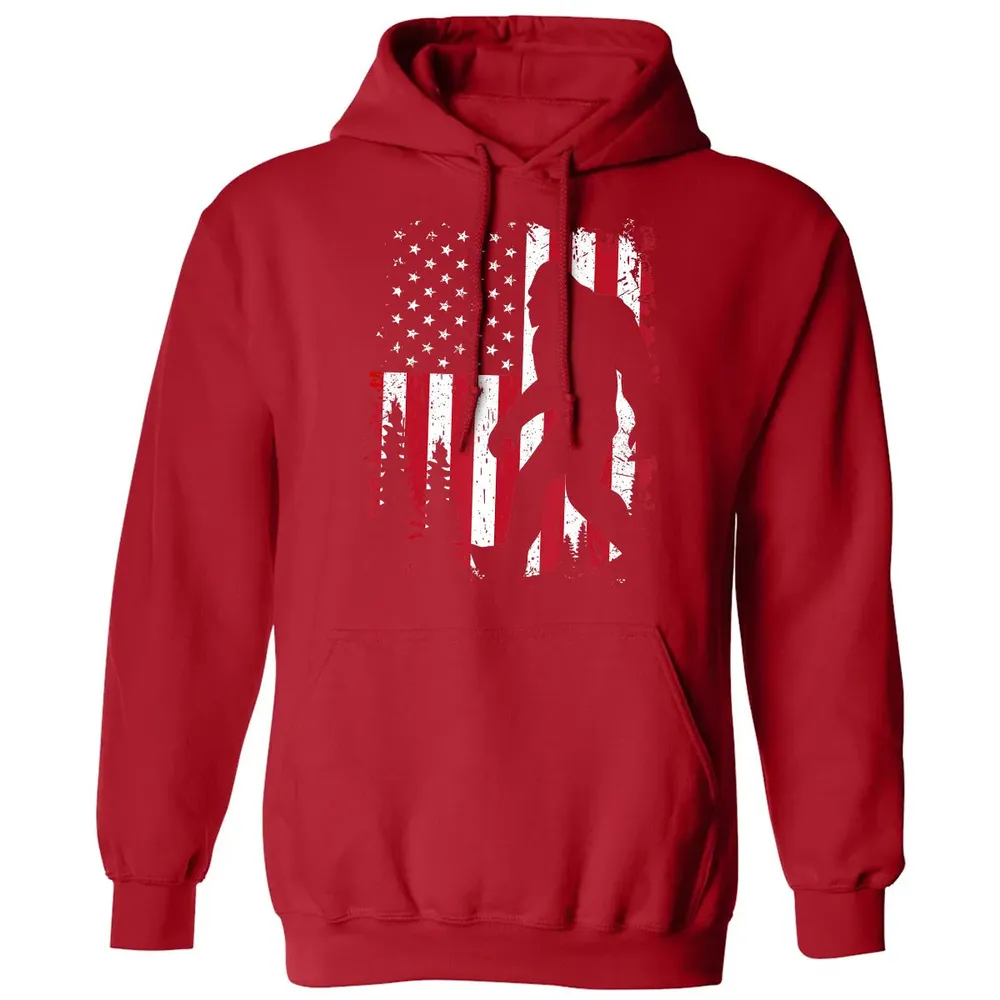 Bigfoot 4th of July American USA Flag Patriotic Kids Classic Unisex Hoodie - 5