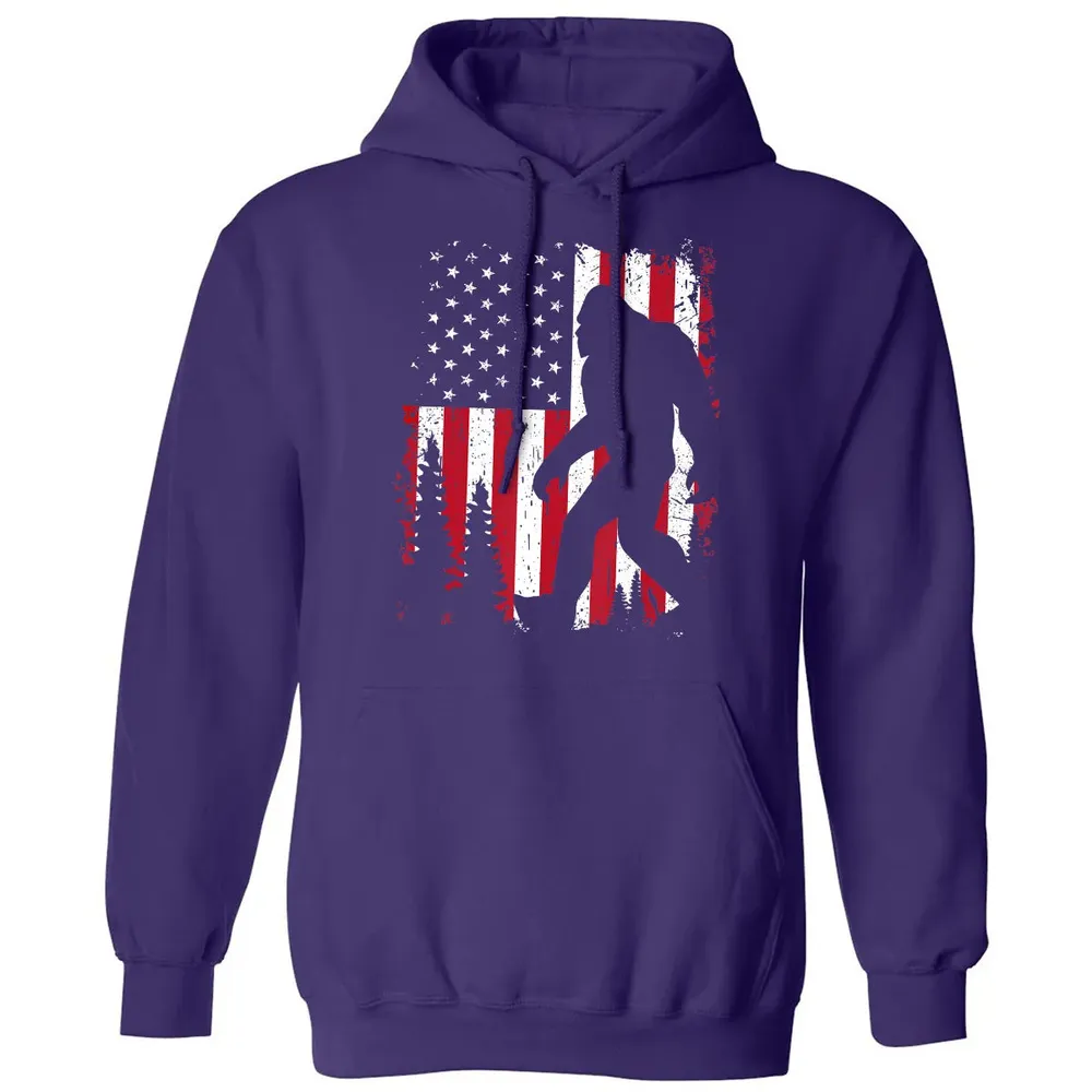 Bigfoot 4th of July American USA Flag Patriotic Kids Classic Unisex Hoodie - 6