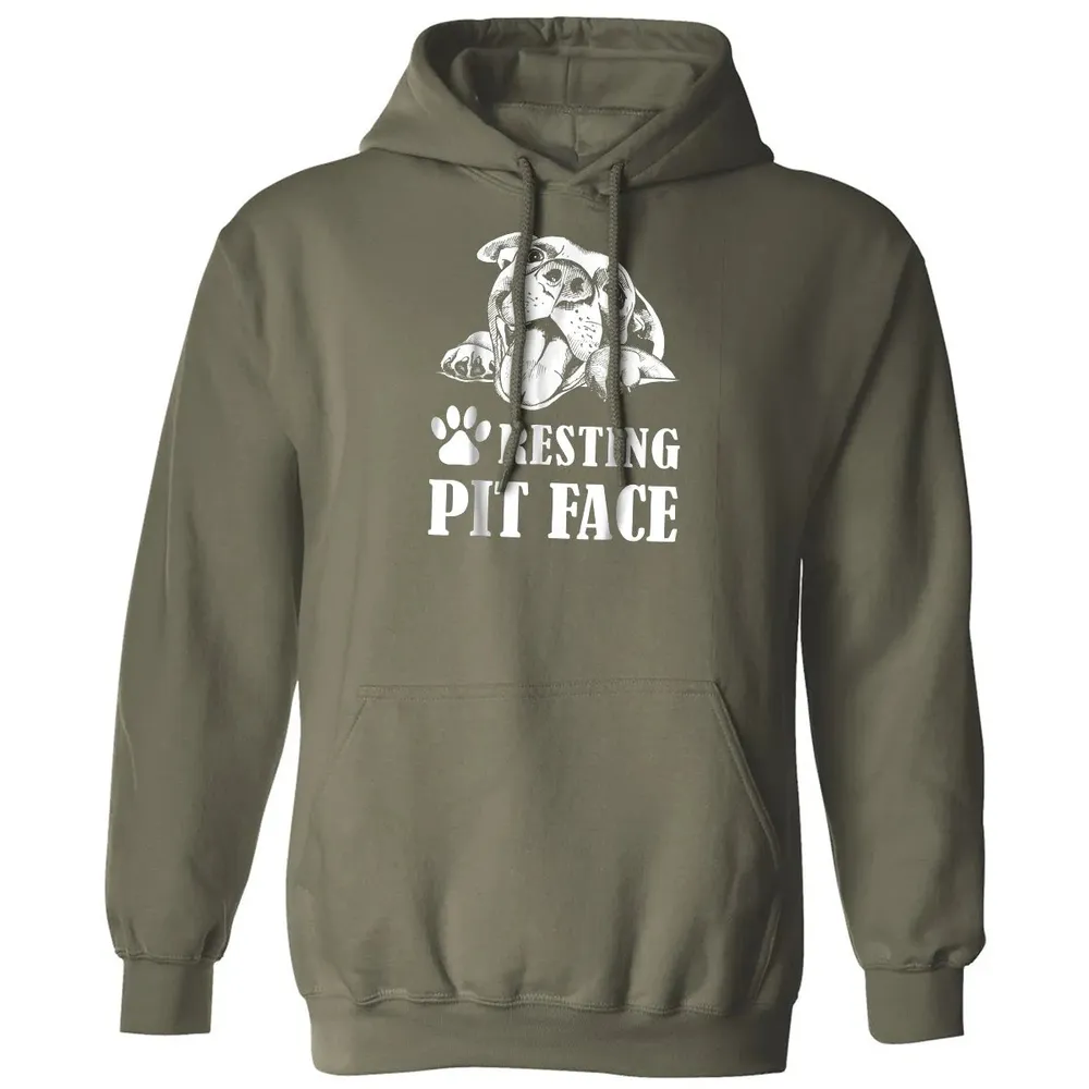 Funny Dog Pitbull Resting Pit Face Classic Unisex Hoodie - 4