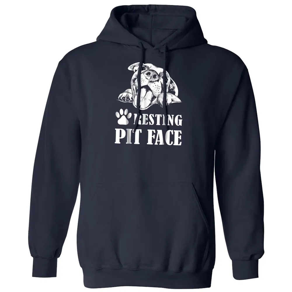 Funny Dog Pitbull Resting Pit Face Classic Unisex Hoodie - 2