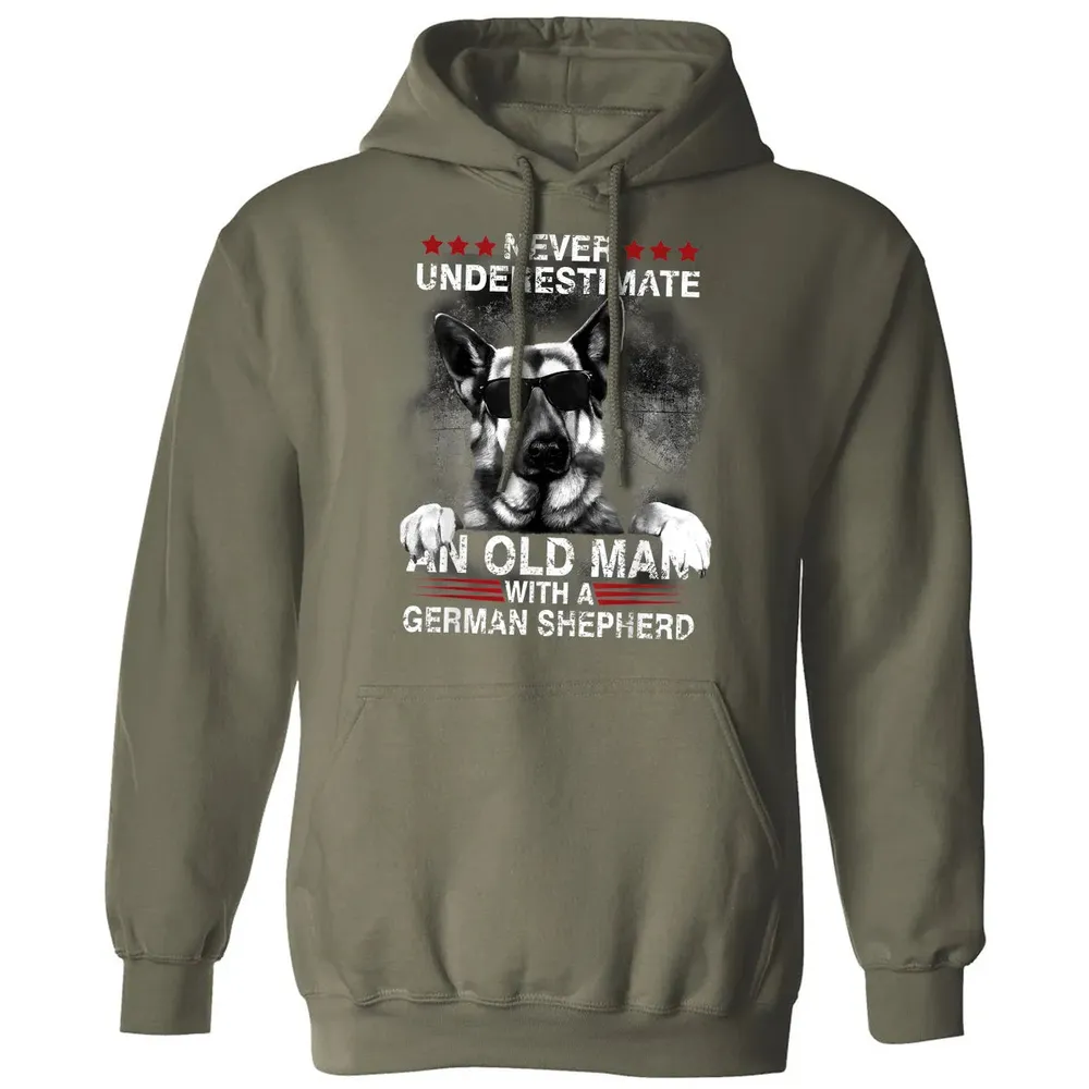 Never Underestimate An Old Man   German Shepherd Dog Classic Unisex Hoodie - 4