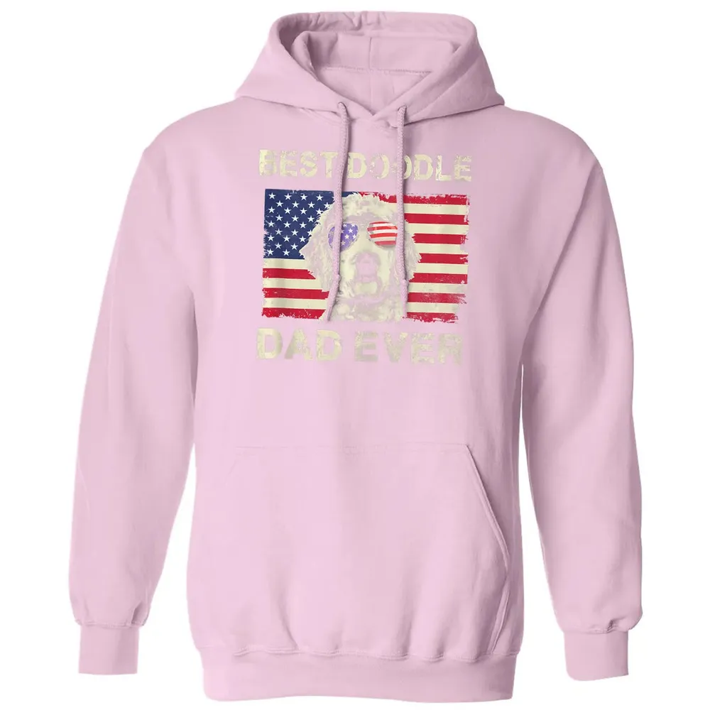 Best Doodle Dad Ever  Us Flag  4th Of July Gift Classic Unisex Hoodie - 3