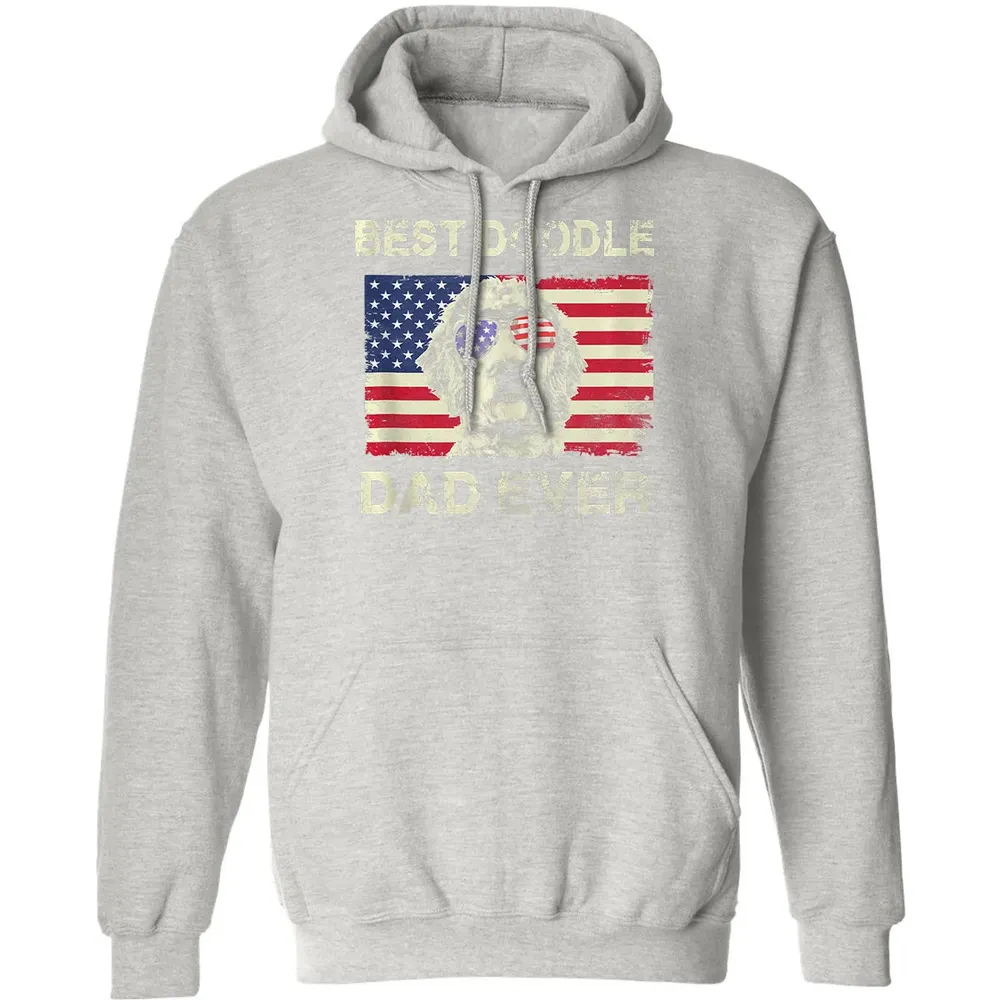 Best Doodle Dad Ever  Us Flag  4th Of July Gift Classic Unisex Hoodie - 8