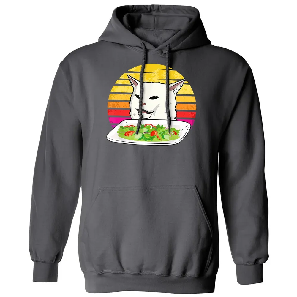 Angry women yelling at confused cat at dinner table meme Classic Unisex Hoodie - 7