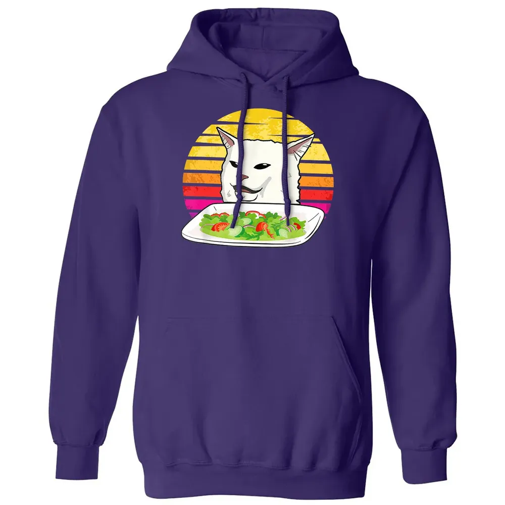 Angry women yelling at confused cat at dinner table meme Classic Unisex Hoodie - 6