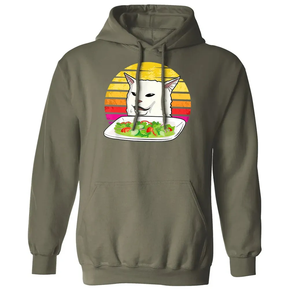 Angry women yelling at confused cat at dinner table meme Classic Unisex Hoodie - 4