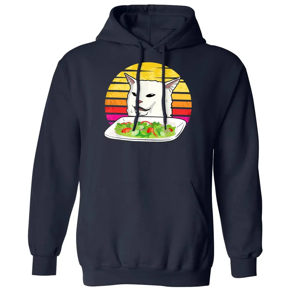 Angry women yelling at confused cat at dinner table meme Classic Unisex Hoodie - 2