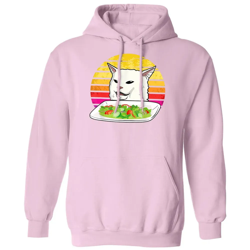 Angry women yelling at confused cat at dinner table meme Classic Unisex Hoodie - 3