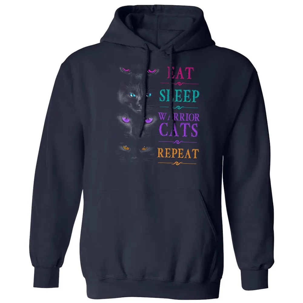 Eat Sleep Warrior Cats Repeat Funny Cat Warrior Hoodie Classic Unisex Hoodie - 2