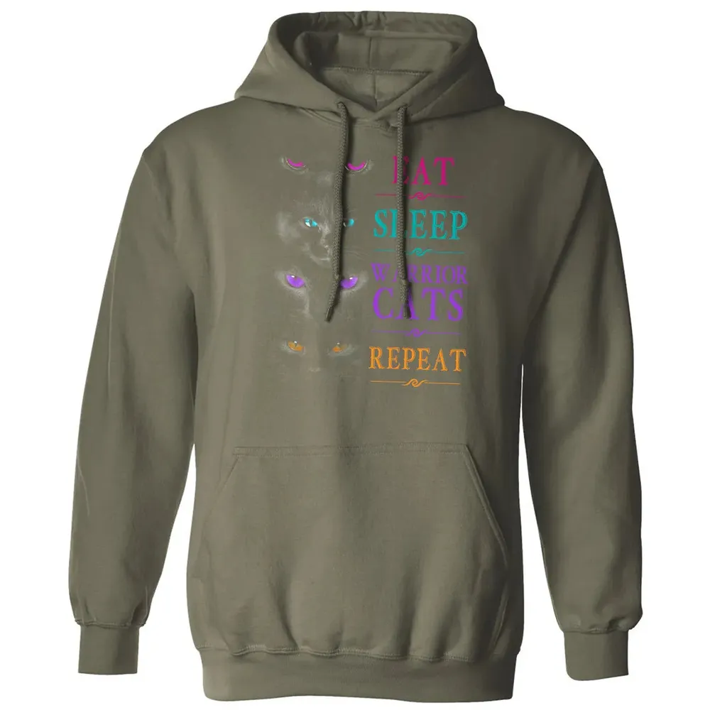 Eat Sleep Warrior Cats Repeat Funny Cat Warrior Hoodie Classic Unisex Hoodie - 4
