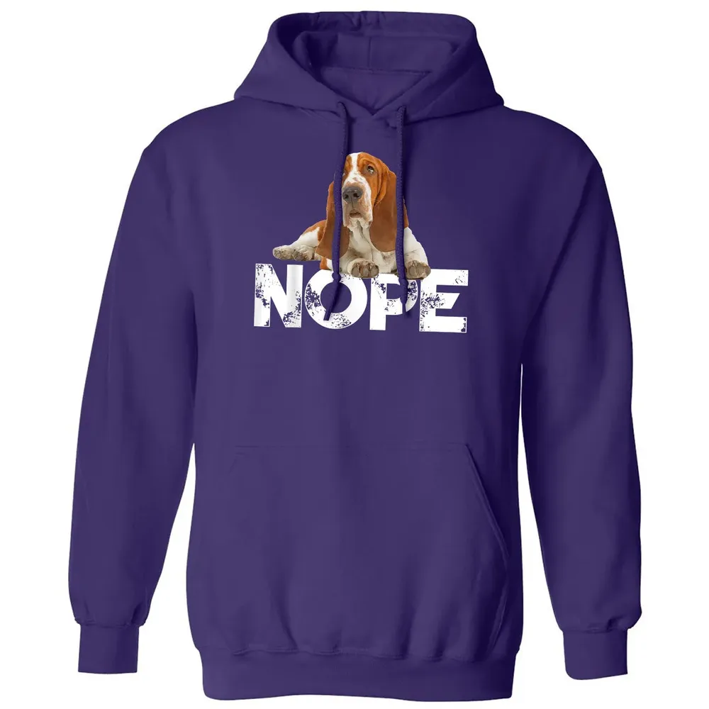 Cute Nope Lazy Basset Hound Dog Classic Unisex Hoodie - 6