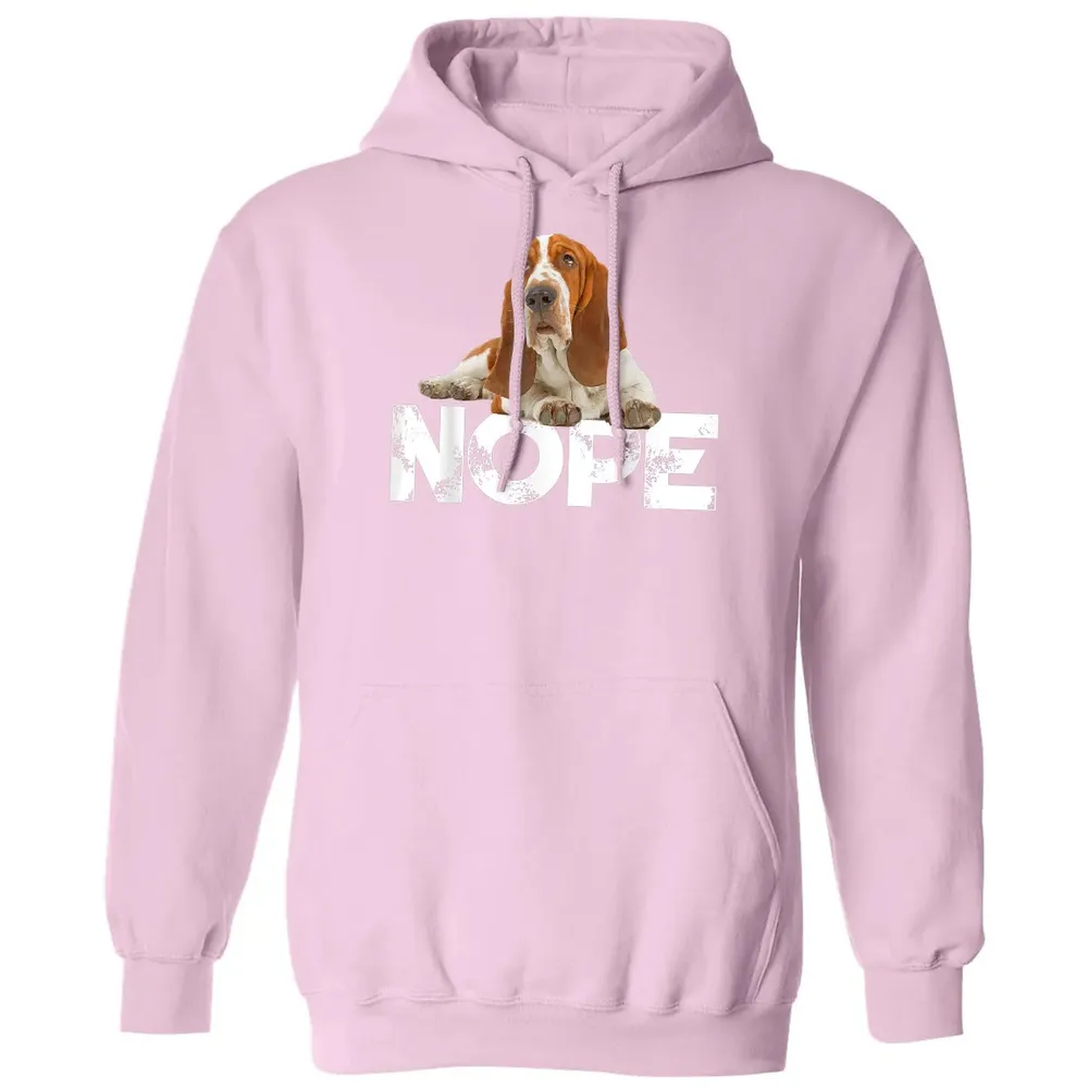 Cute Nope Lazy Basset Hound Dog Classic Unisex Hoodie - 3