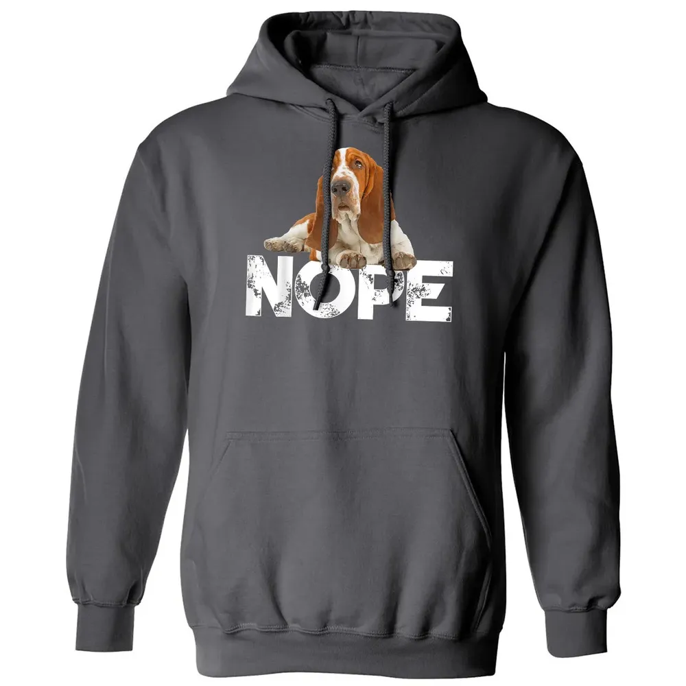 Cute Nope Lazy Basset Hound Dog Classic Unisex Hoodie - 7