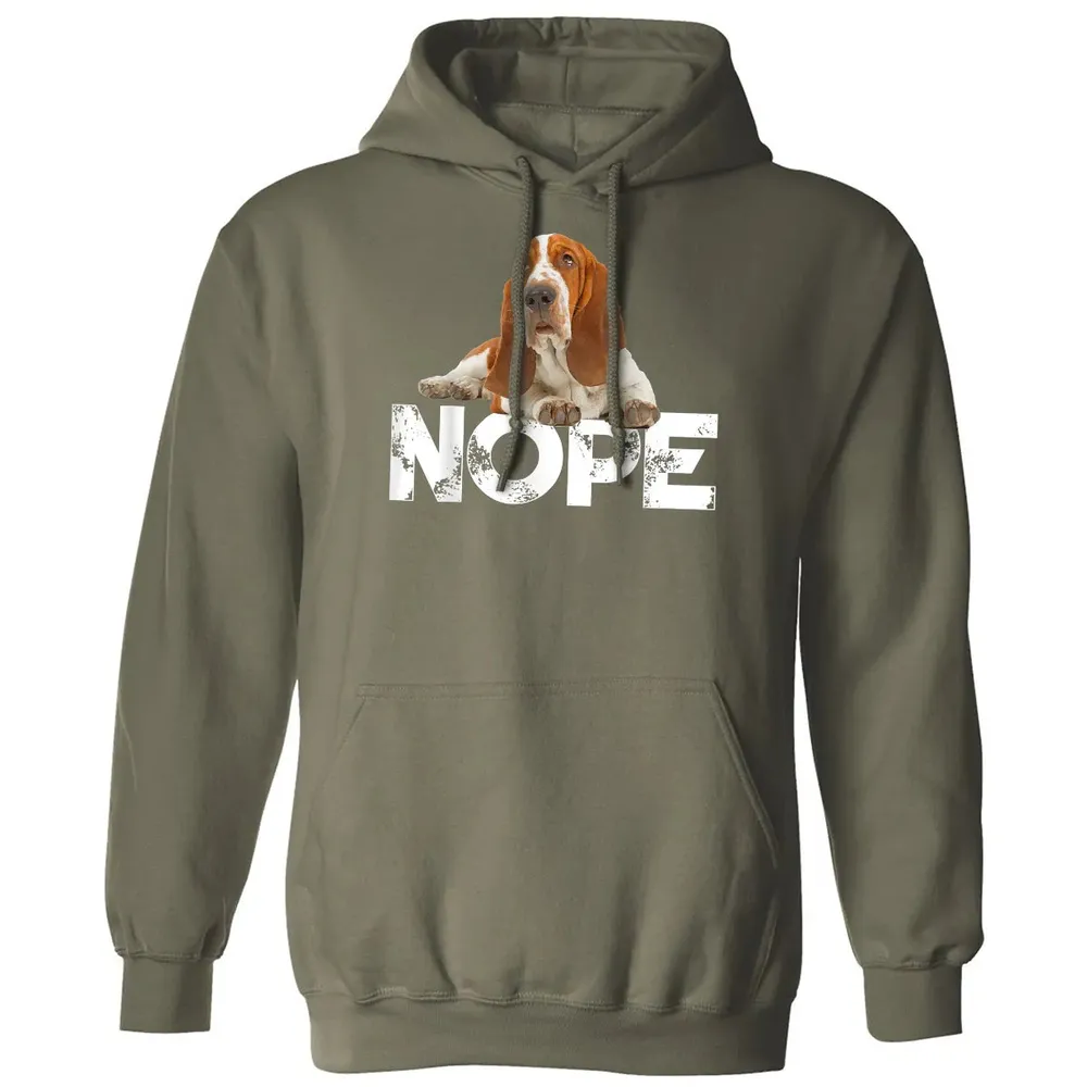 Cute Nope Lazy Basset Hound Dog Classic Unisex Hoodie - 4