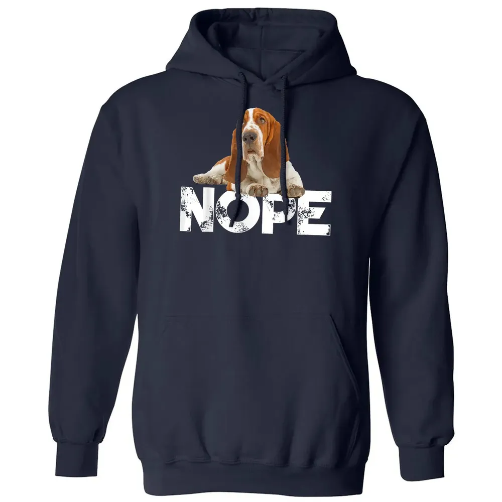 Cute Nope Lazy Basset Hound Dog Classic Unisex Hoodie - 2
