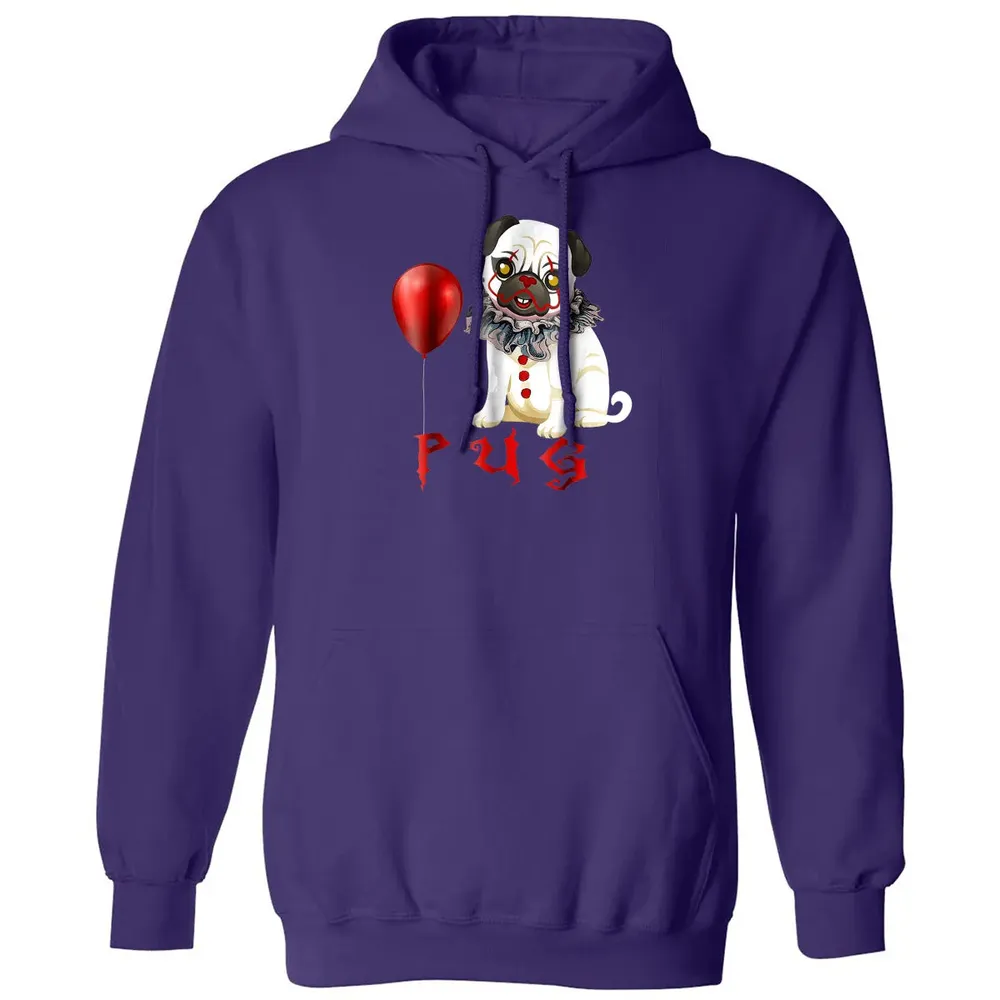 Pug Clown Funny Halloween Costume Horror Balloon Gift T Classic Unisex Hoodie - 6