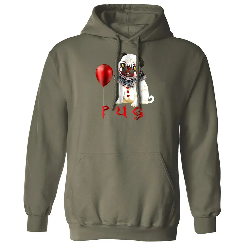 Pug Clown Funny Halloween Costume Horror Balloon Gift T Classic Unisex Hoodie - 4
