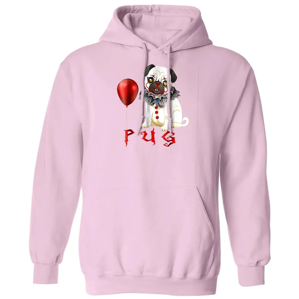 Pug Clown Funny Halloween Costume Horror Balloon Gift T Classic Unisex Hoodie - 3