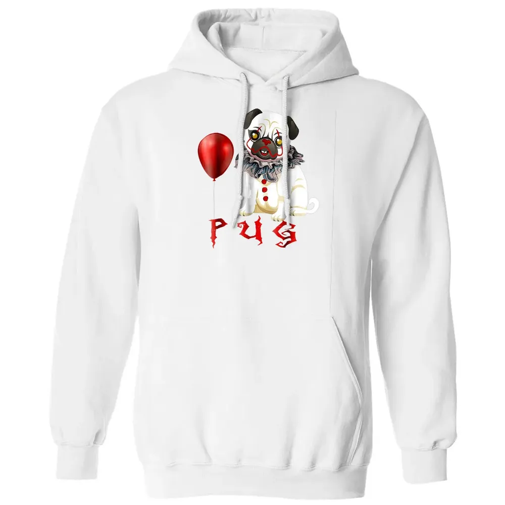 Pug Clown Funny Halloween Costume Horror Balloon Gift T Classic Unisex Hoodie - 11