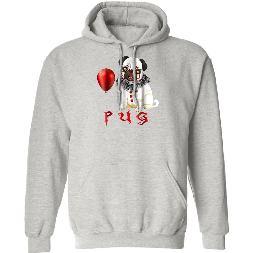 Pug Clown Funny Halloween Costume Horror Balloon Gift T Classic Unisex Hoodie - 8
