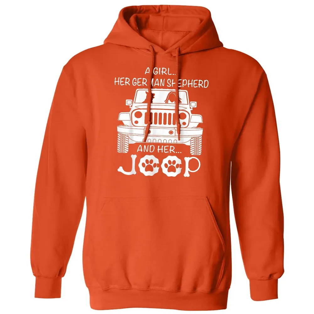 Her Jeep And Her German Shepherd Dog Classic Unisex Hoodie - 10